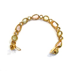 Bracciale Bochic "Capri" in quarzo rosa, peridoto e topazio, set di bracciali in oro e argento 18 carati