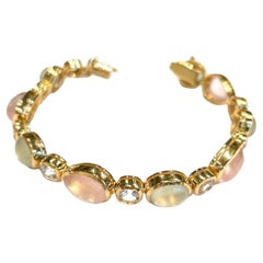 Bochic Capri Rosa Quarz, Peridot, Topas Armreif Set 18K Gold & Silber