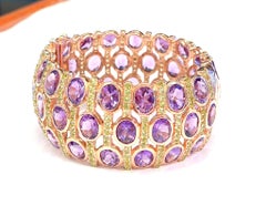 Bochic “Capri” Vintage Purple Amethyst & Green Amethyst Cuff - 18K & Silver