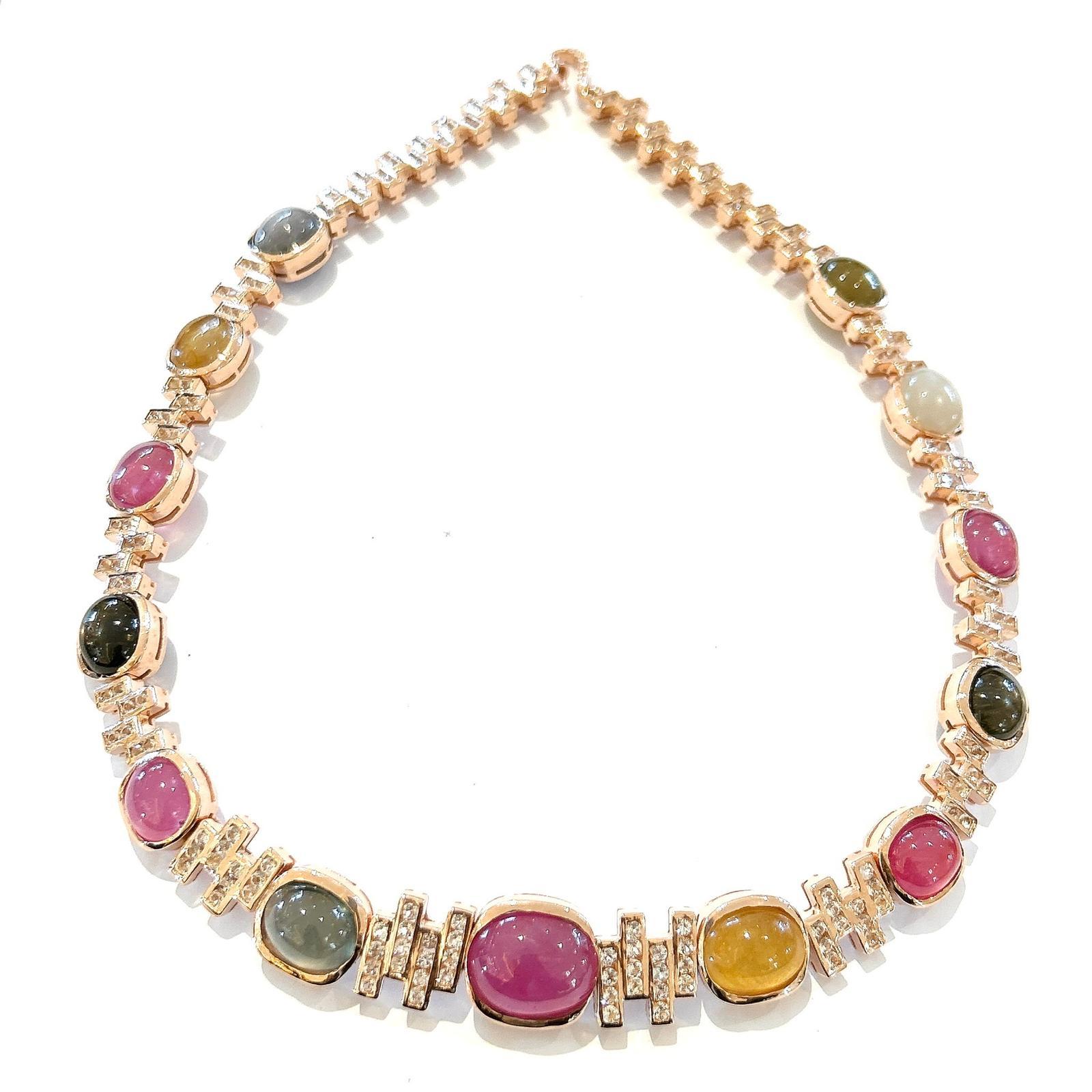 Mastercolor Ruby Set Bochic “Capri” Red Ruby and Fancy Color Sapphire Necklace Set in 18K ...