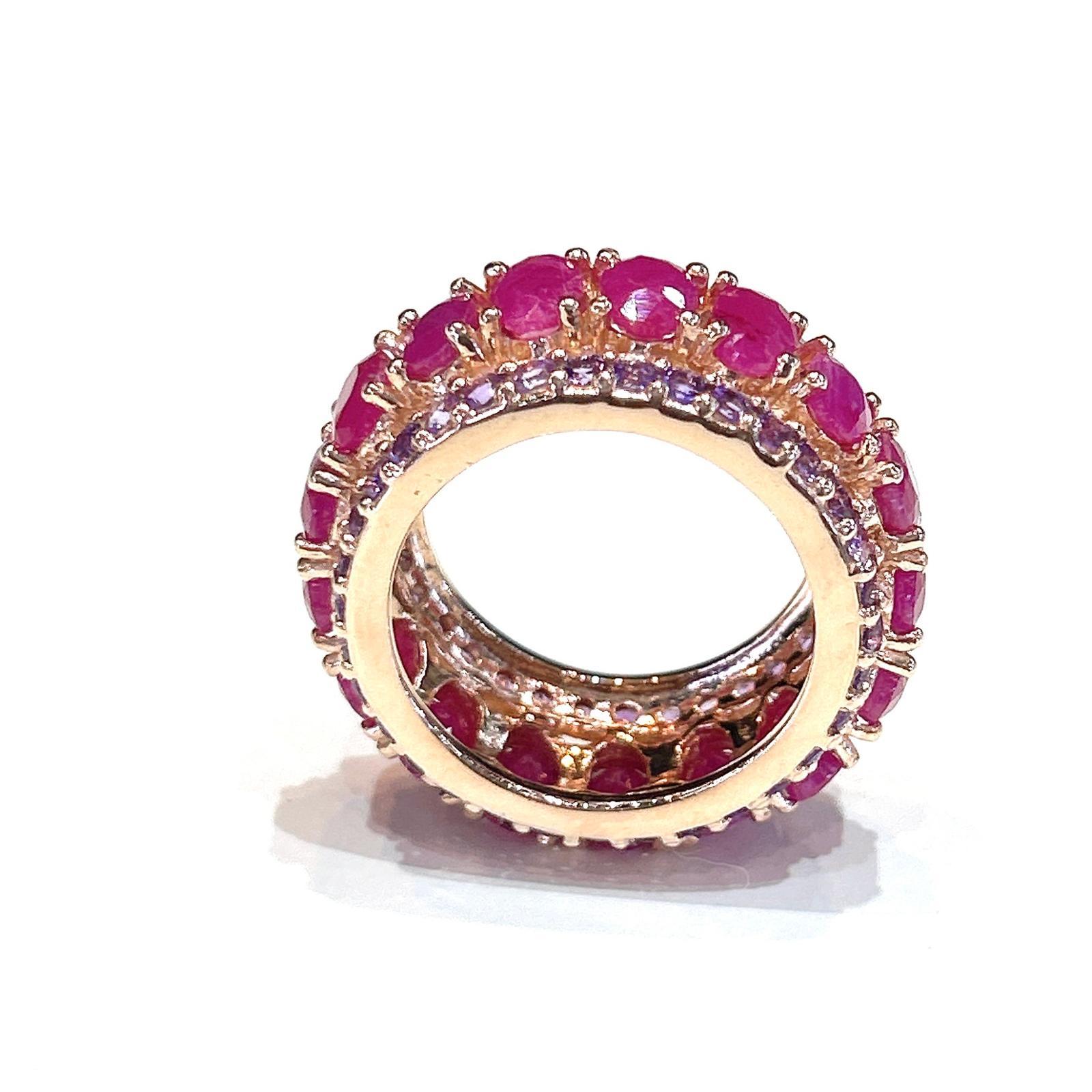 Oval Cut Bochic “Capri” Red Ruby & Purple Amethyst Ring Set In 18K Gold & Silver