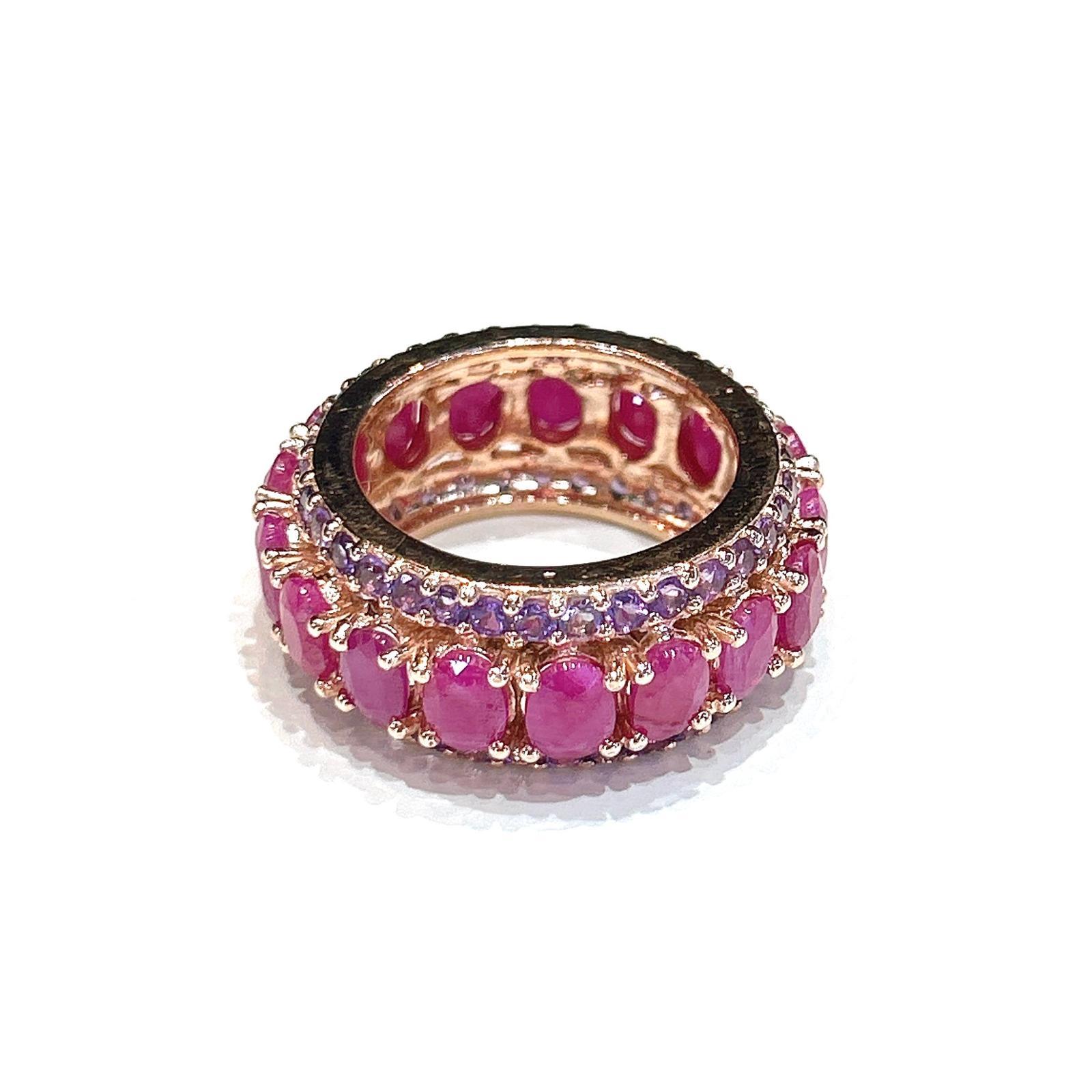 Bochic “Capri” Red Ruby & Purple Amethyst Ring Set In 18K Gold & Silver In New Condition In New York, NY
