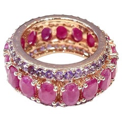 Bochic “Capri” Red Ruby & Purple Amethyst Ring Set In 18K Gold & Silver
