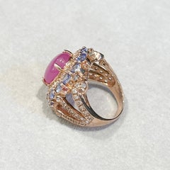 Bochic “Capri” Red Ruby & Purple Tanzanite Ring Set in 18K Gold & Silver