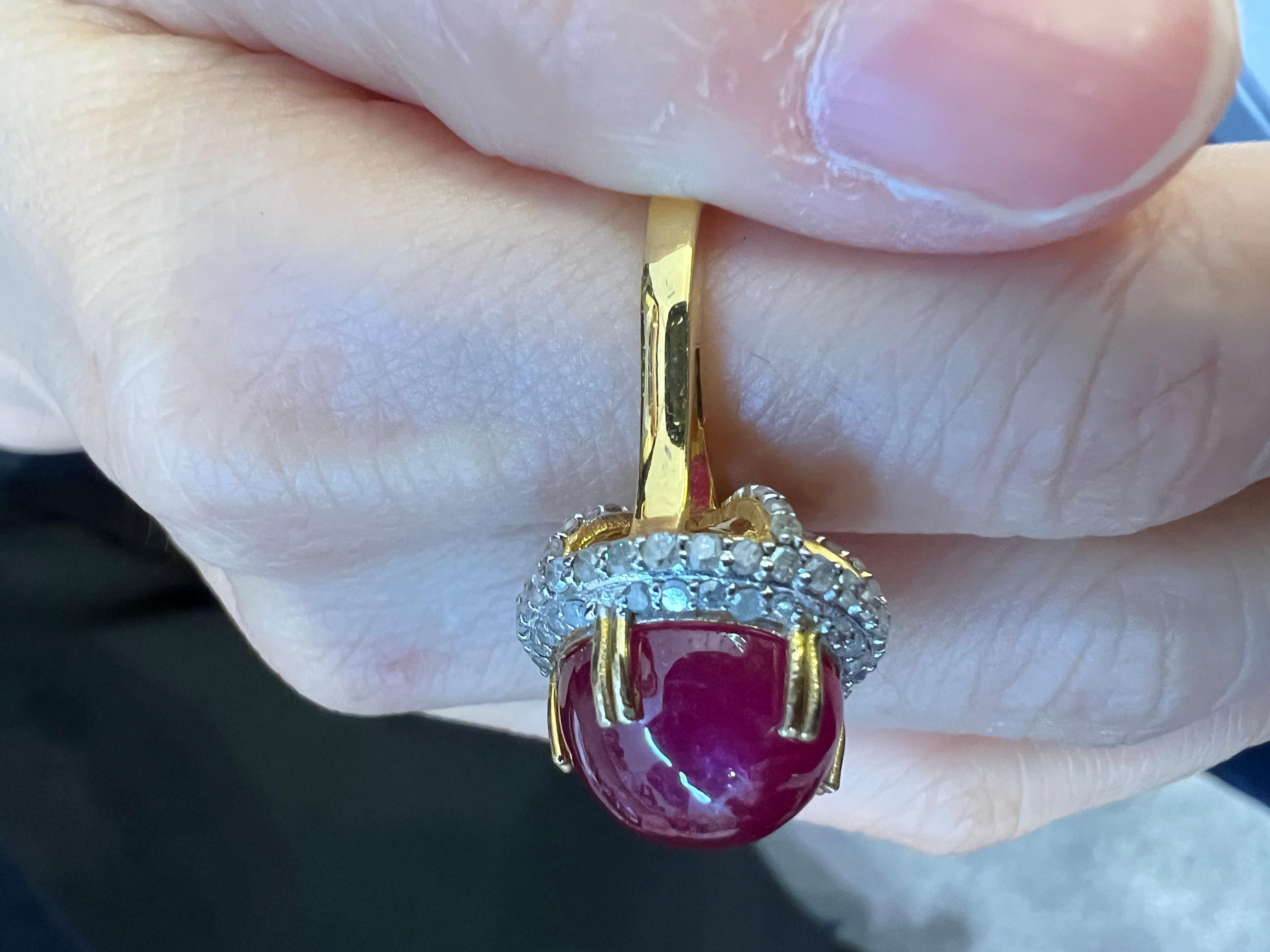 Bochic “Capri” Red Ruby & Diamond Cocktail Ring Set In 18K Gold & Silver  For Sale 2