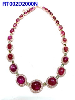 Bochic - Collier "Capri" rubis rouge, topaze blanche et péridot en argent 18 carats