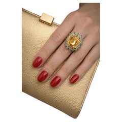 Bochic Capri Retro 7ct Citrine, Peridot & Blue Topaz Ring in Gold