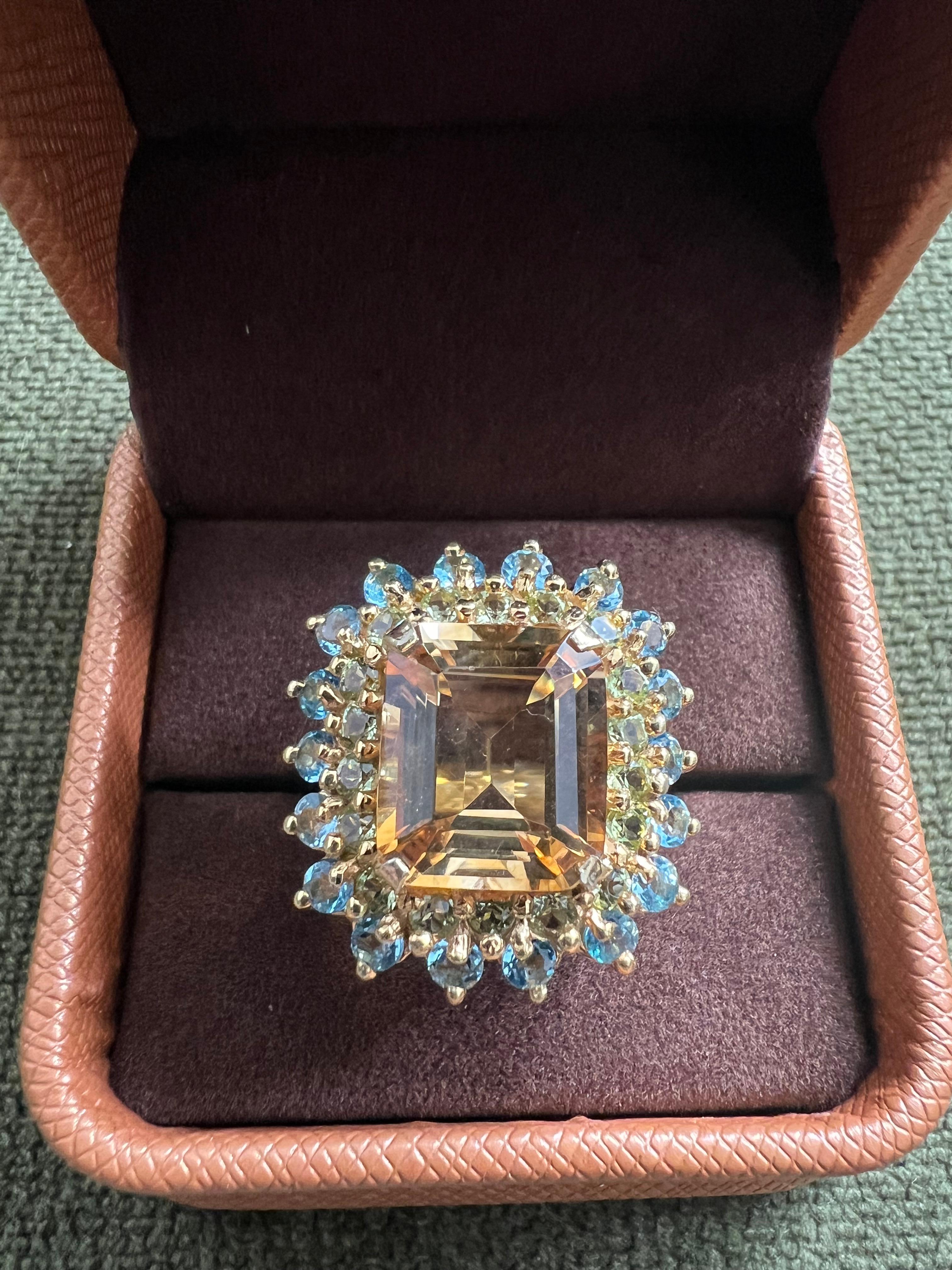 Bochic “Capri” Natural Citrine & Blue Topaz Ring Set In 18K Gold & Silver en vente 5