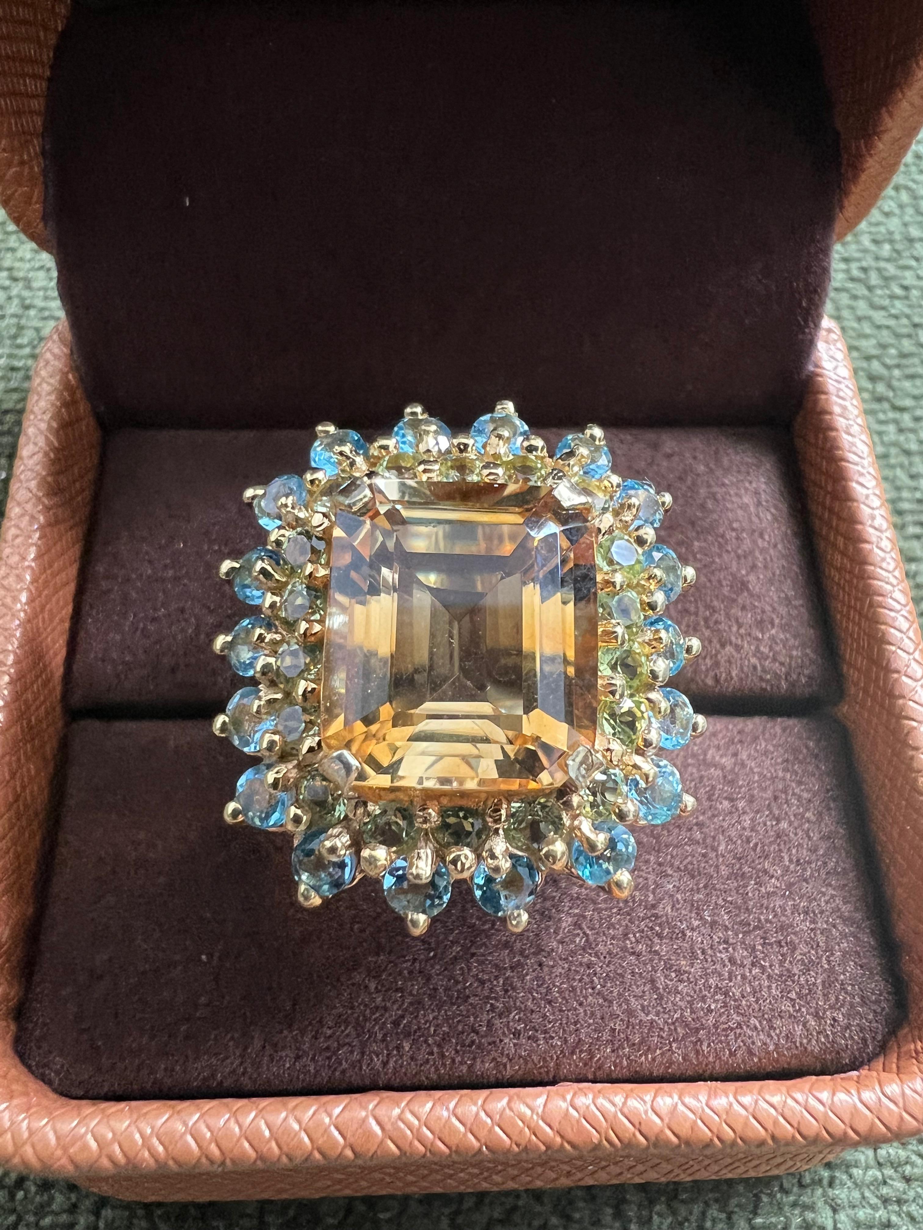 Bochic “Capri” Natural Citrine & Blue Topaz Ring Set In 18K Gold & Silver en vente 6