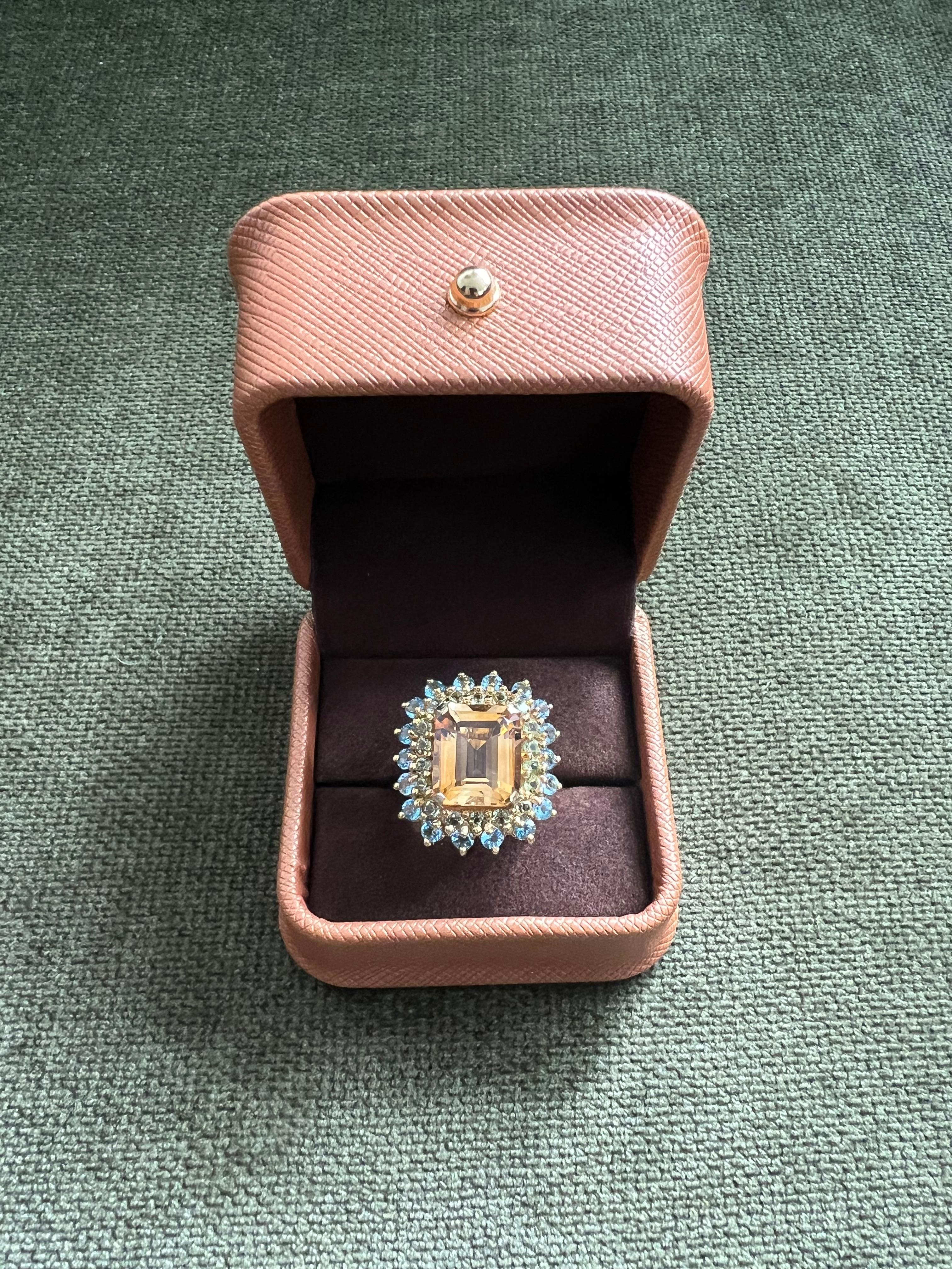 Bochic “Capri” Natural Citrine & Blue Topaz Ring Set In 18K Gold & Silver im Angebot 8