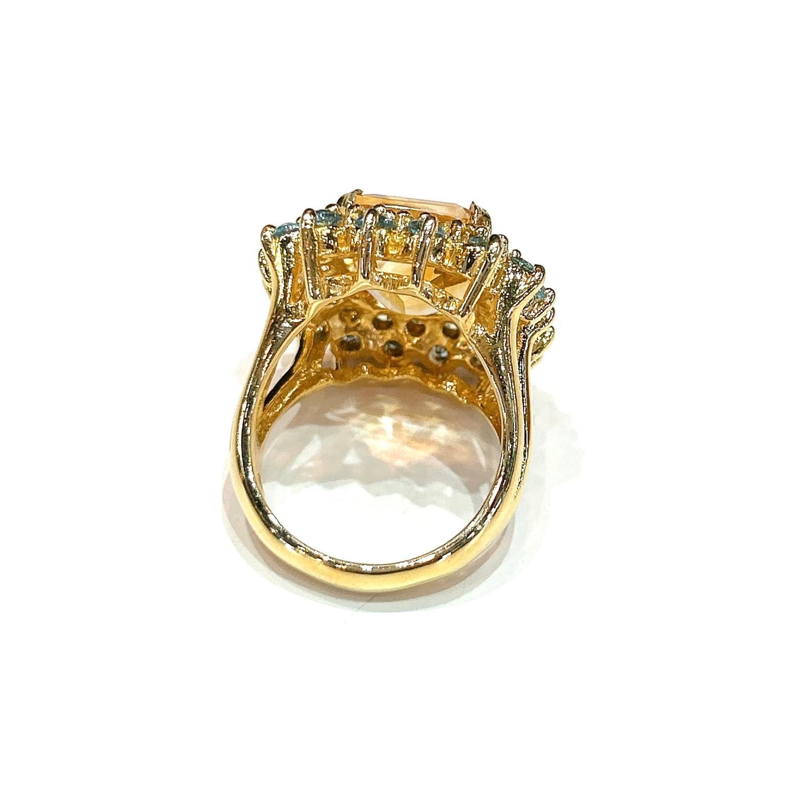 Bochic “Capri” Natural Citrine & Blue Topaz Ring Set In 18K Gold & Silver en vente 3