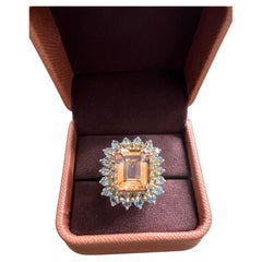 Bochic “Capri” Natural Citrine & Blue Topaz Ring Set In 18K Gold & Silver