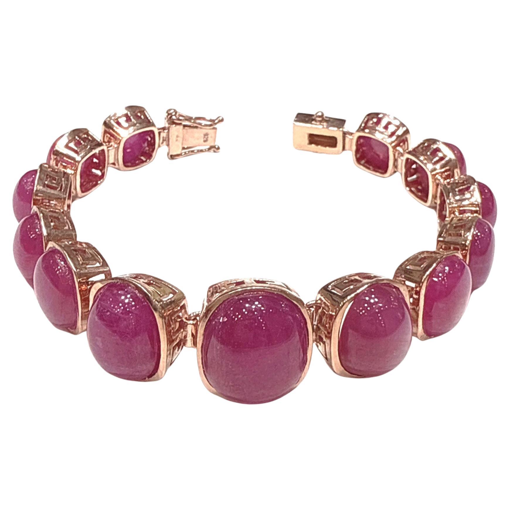 Bochic “Capri” Retro Red Ruby Bangle Bracelet Set In 18K Gold & Silver