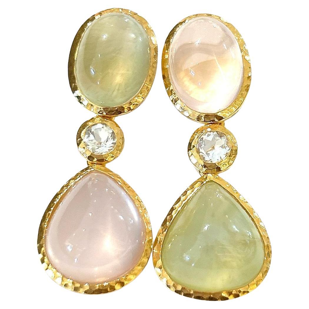 Bochic “Capri” Rose Quartz & Multi Gem Italian Earrings Set 18K Gold&Silver 

Rose Quartz - 19 carat 
Prehnite - 17 carat 
White topaz - 2 carat 


The earrings from the 