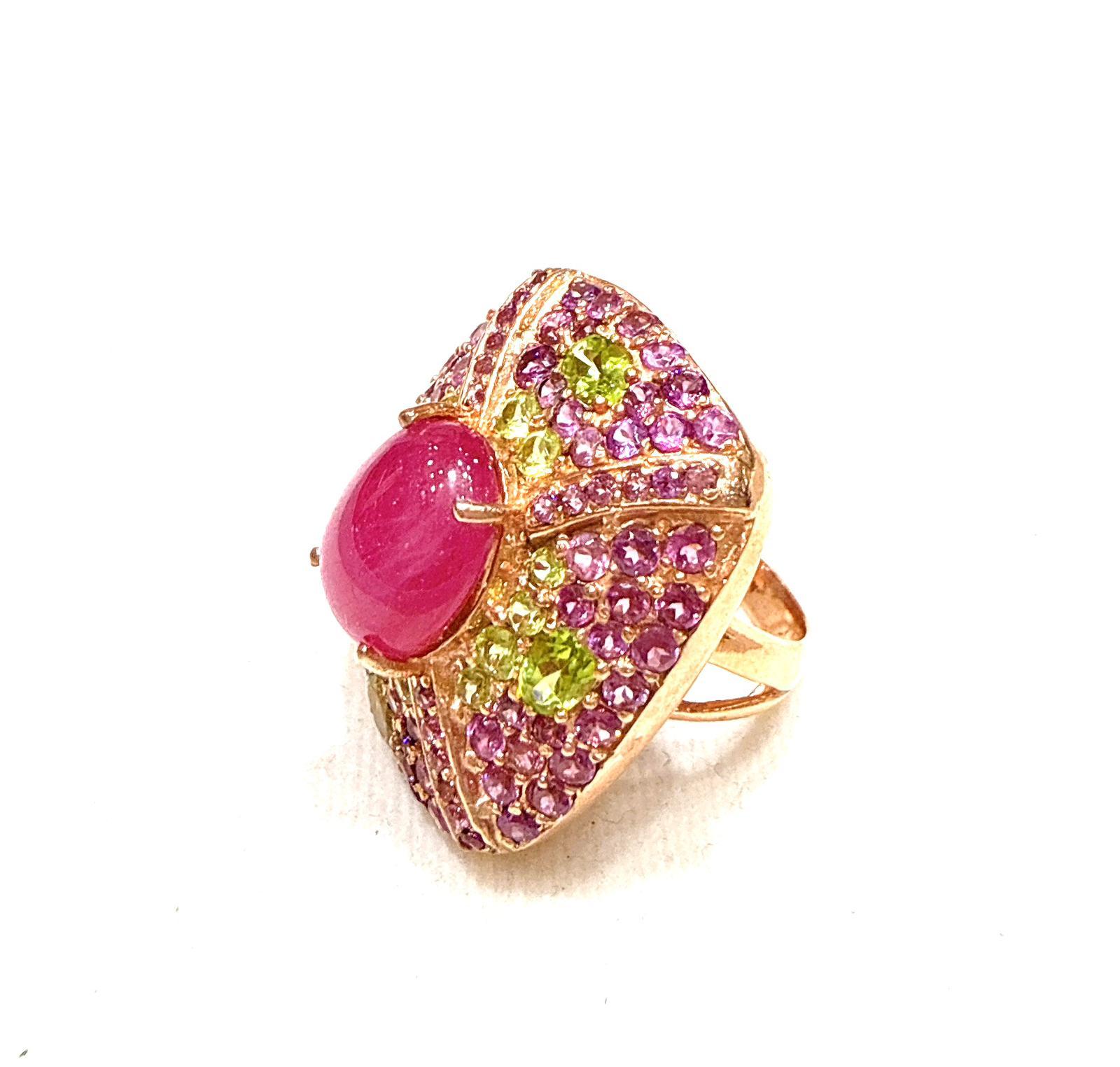 Bochic “Capri” Ruby & Amethyst & Lemon Topaz Ring Set In 18K Gold & Silver For Sale 6