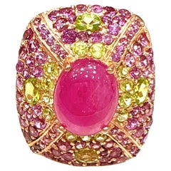 Bochic “Capri” Ruby & Amethyst & Lemon Topaz Ring Set In 18K Gold & Silver