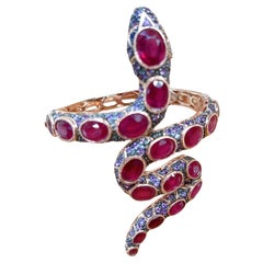 Juego de brazalete Bochic "Capri" de rubí, amatista y gemas múltiples en 18 quilates y plata