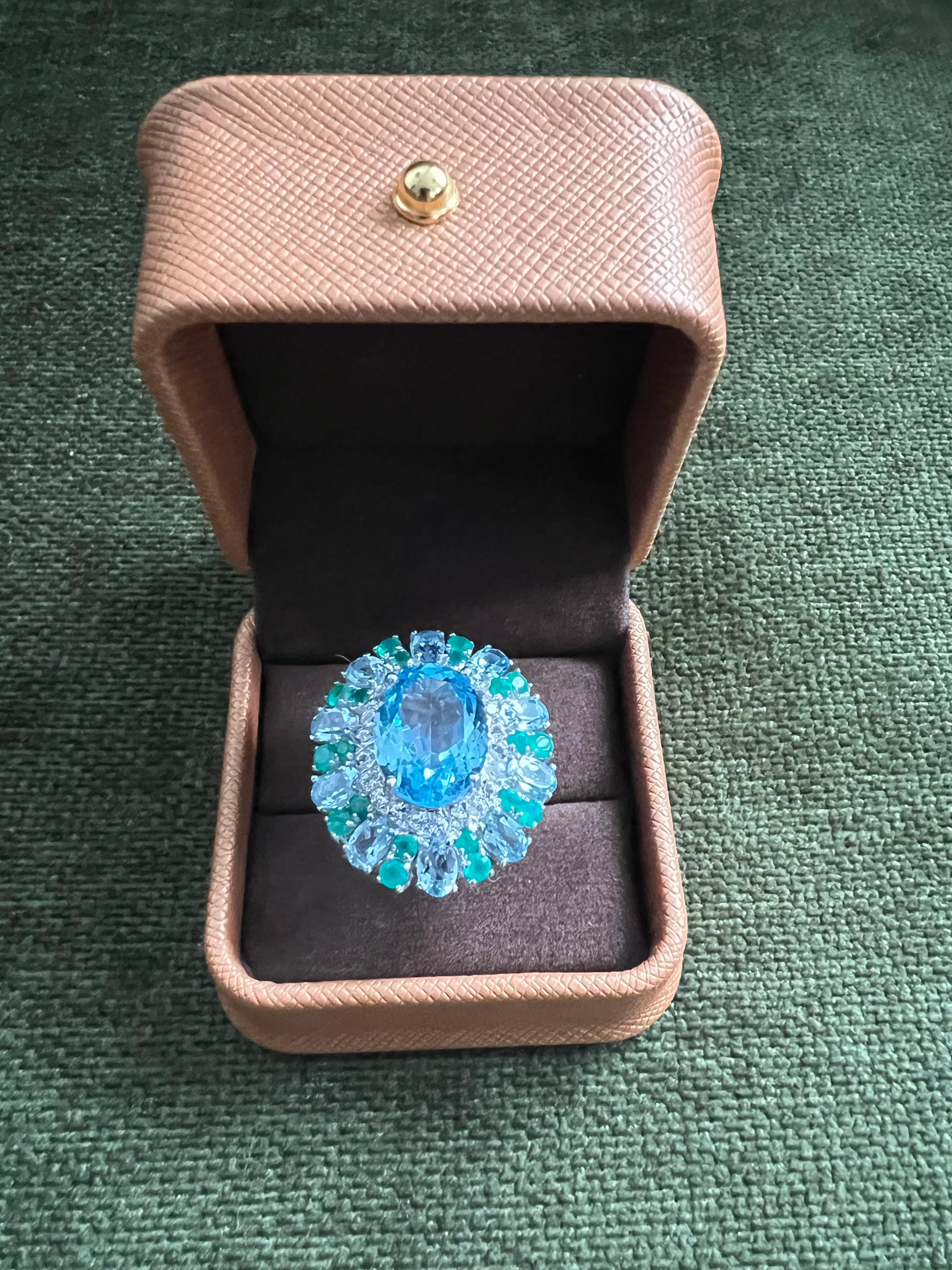 Bague Bochic Capri en or et argent 18 carats sertie de rubis, d'améthystes et de multiples saphirs en vente 4