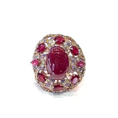 Bochic “Capri” Ruby, Amethyst & Multi Sapphire Ring Set In 18K Gold & Silver