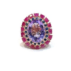 Bochic “Capri” Vintage Ruby, Amethyst & Multi Sapphire Ring - 18K Gold & Silver