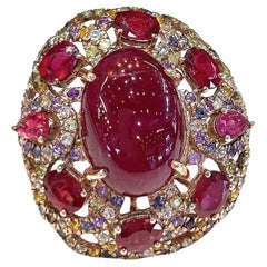 Bochic “Capri” Ruby, Amethyst 
Multi Sapphire Ring Set In 18K Gold 
Silver