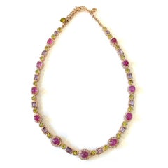 Bochic “Capri” Ruby, Amethyst, & Peridot Necklace Set in 18K Gold & Silver