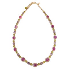 Collana Bochic "Capri" con rubino, ametista e peridoto in oro e argento 18 carati