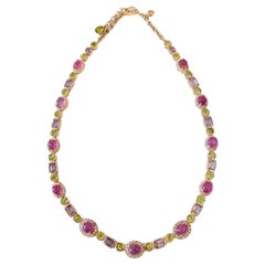 Bochic “Capri” Ruby, Amethyst, & Peridot Necklace Set in 18K Gold & Silver