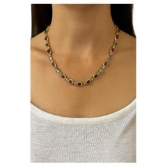 Bochic Capri Rubin, Amethyst, Peridot & Topas Halskette Set 18K Gold & Silber