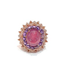 Bochic “Capri” Ruby, Amethyst & Sapphire Cocktail Ring Set In 18K Gold & Silver