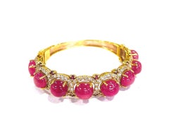 Bochic ‘Capri’ Ruby Bangle, 18K Gold & Silver Natural Gemstones, Endless Glamour