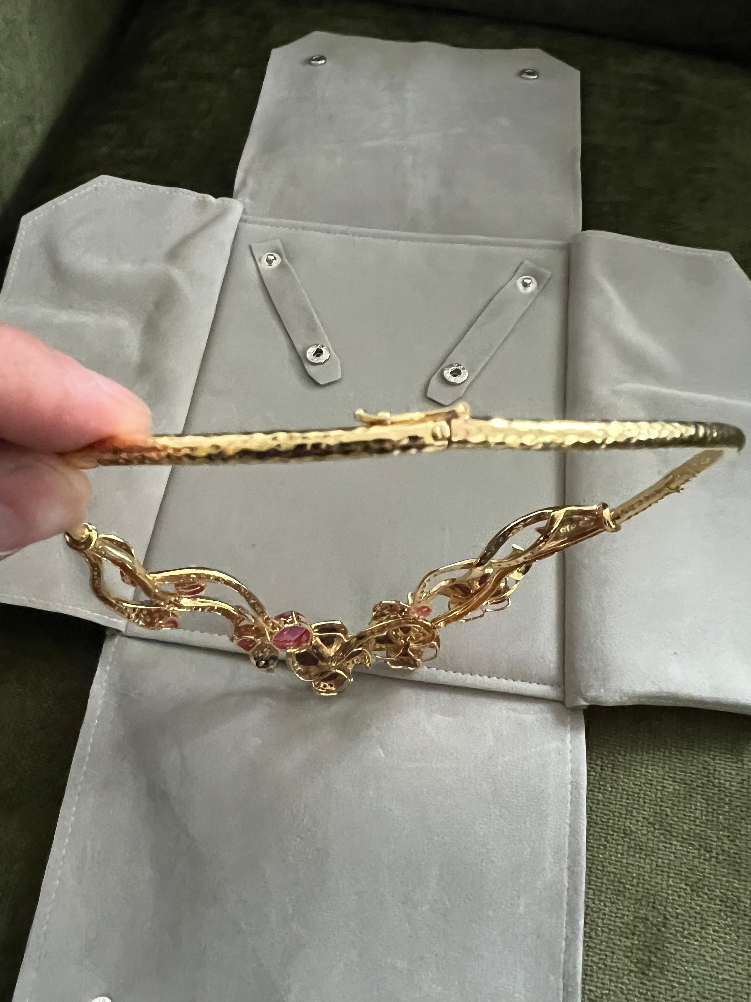 Bochic “Capri” Ruby, Blue Opal & Multi Sapphire Collier Set In 18K Gold & Silver For Sale 9