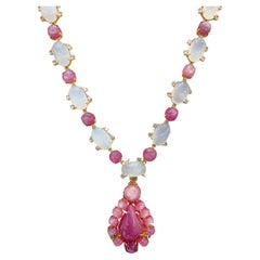 Bochic “Capri” Ruby & Carsidoni Stunning Necklace set in 22K Gold & Silver 