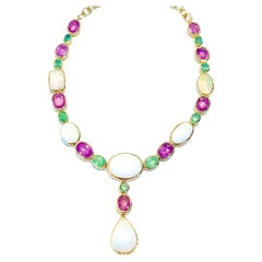 BOCHIC Capri Rosa Saphir-, Smaragd- und äthiopischer Opal-Set aus 22 Karat Gold und Silber
