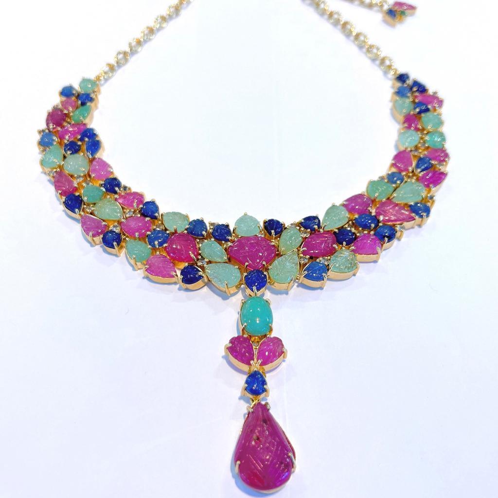gold ruby emerald necklace sets