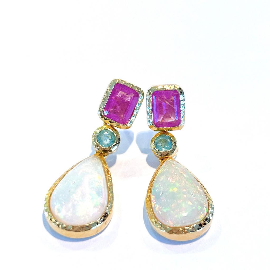 ruby and opal earrings