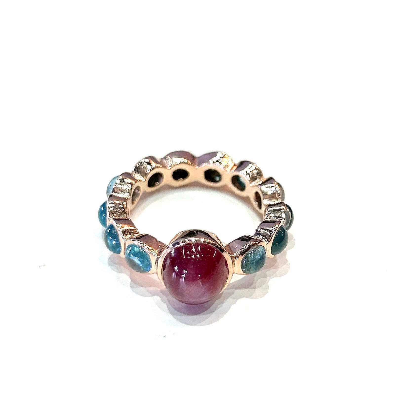 Bochic “Capri” Ruby & Multi Blue Appetite Ring Set In 18K Gold & Silver 

Natural Ruby - 1.00 carats 
Natural Multi Blue Appetite - 2.00 carats 

This Ring is from the 
