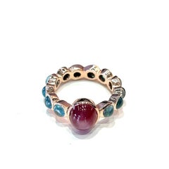 Bochic "Capri" Rubin & Multi blauen Appetit Ring Set in 18K Gold & Silber