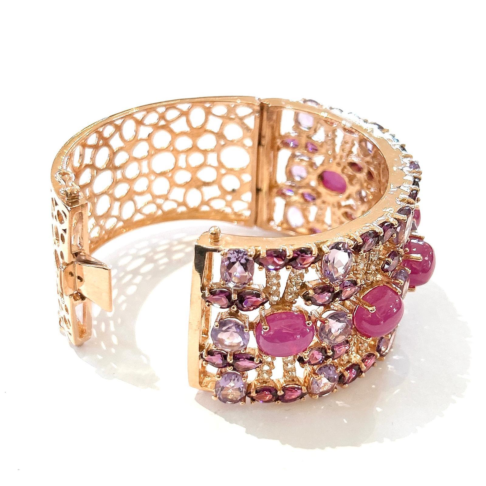 Barocco Bracciale con rubino e gemme multicolore e ametista di Bochic 