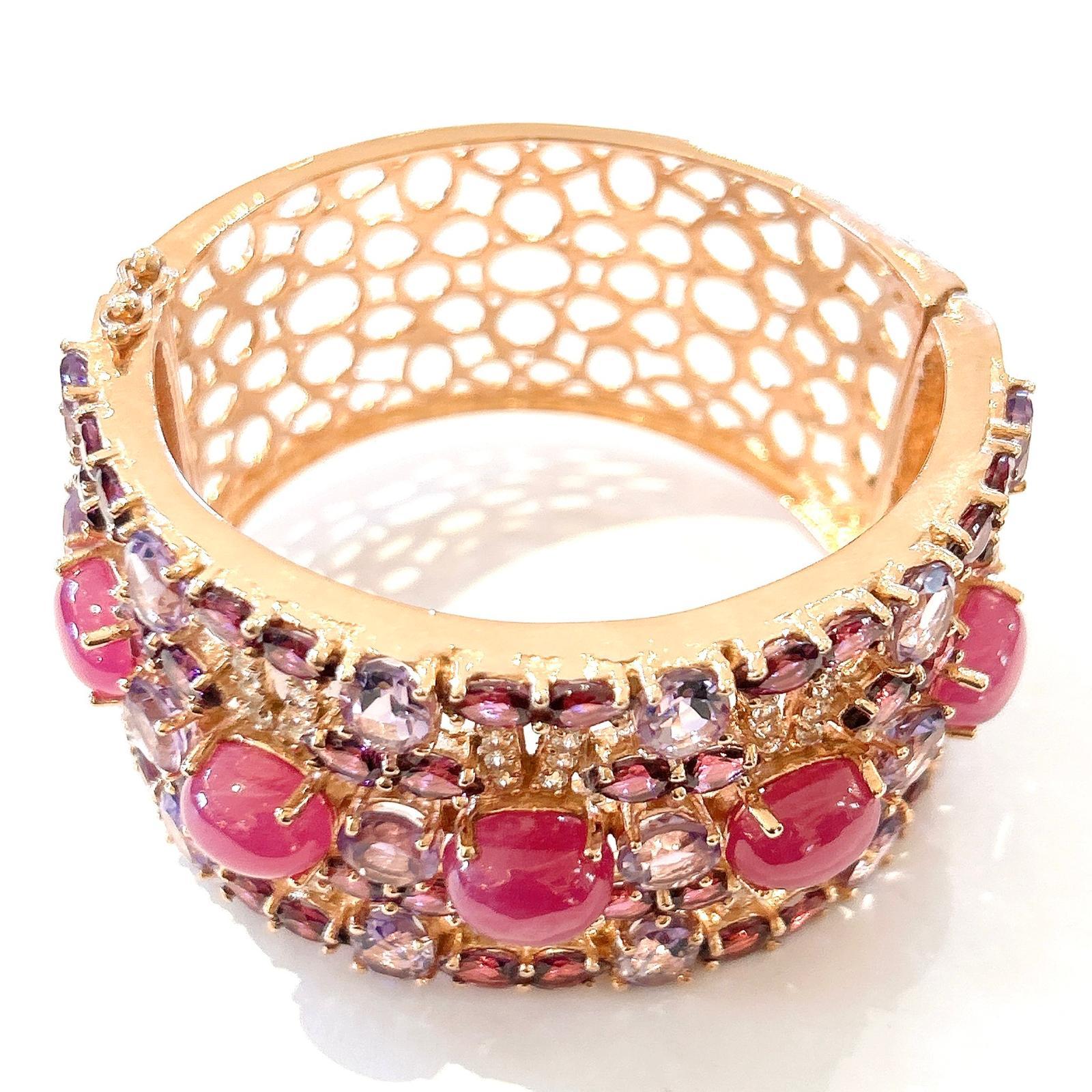 da uomo o donna Bracciale con rubino e gemme multicolore e ametista di Bochic 