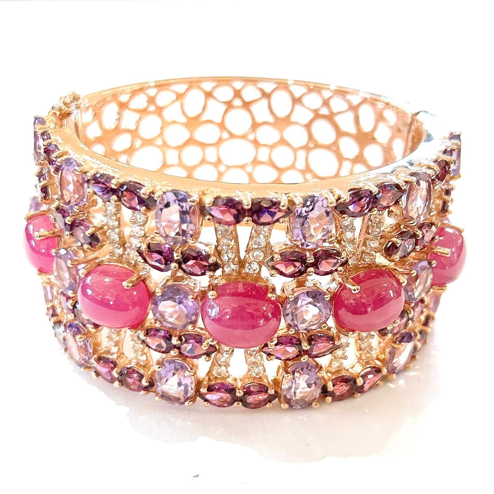 Bracciale con rubino e gemme multicolore e ametista di Bochic 