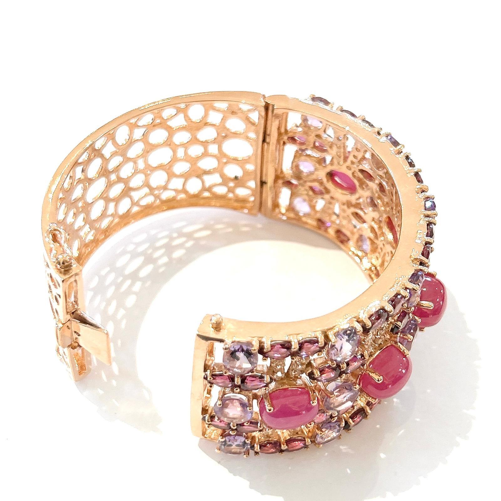 Bracciale con rubino e gemme multicolore e ametista di Bochic 