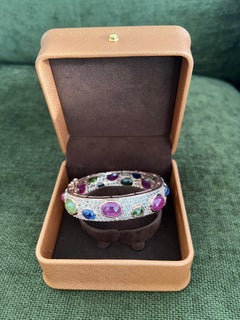 Bochic "Capri" Set di bracciali con rubini, gemme e zaffiri multicolore in oro e argento 18K