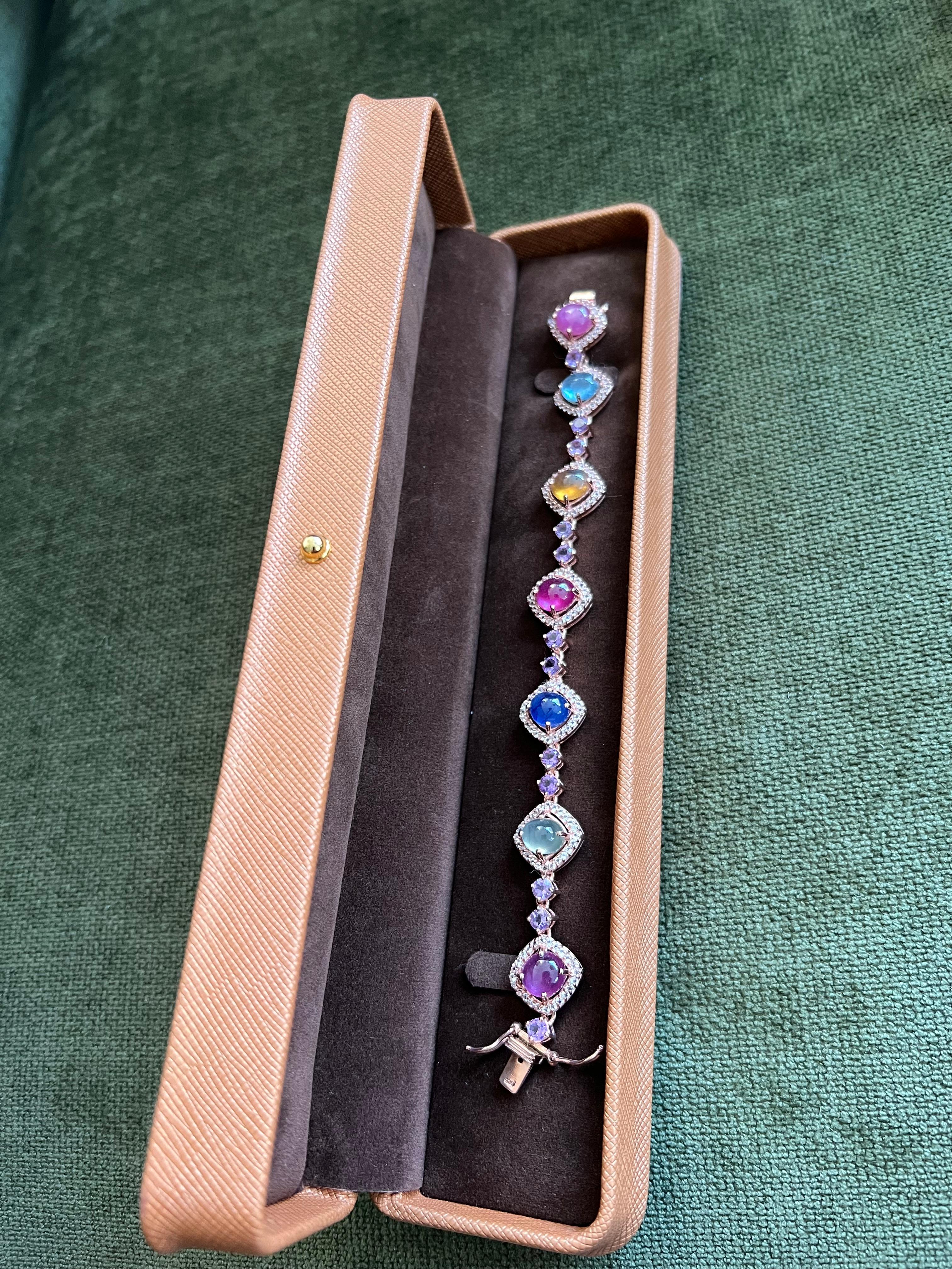 Bracciale con rubino e zaffiro multicolore 