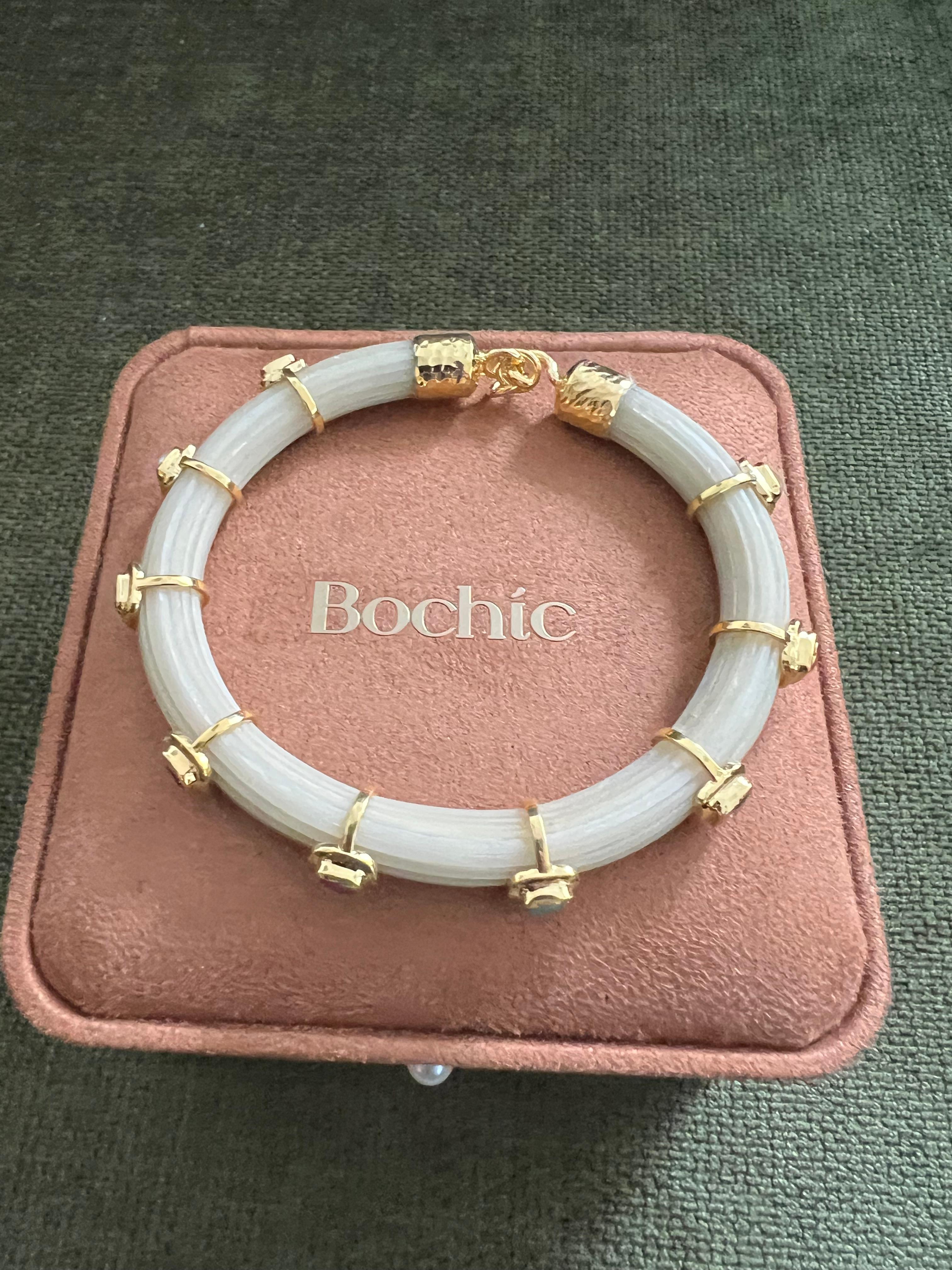 Bochic “Capri” Ruby & Multi Color Sapphire Bangle Set In 18K Gold & Silver For Sale 5