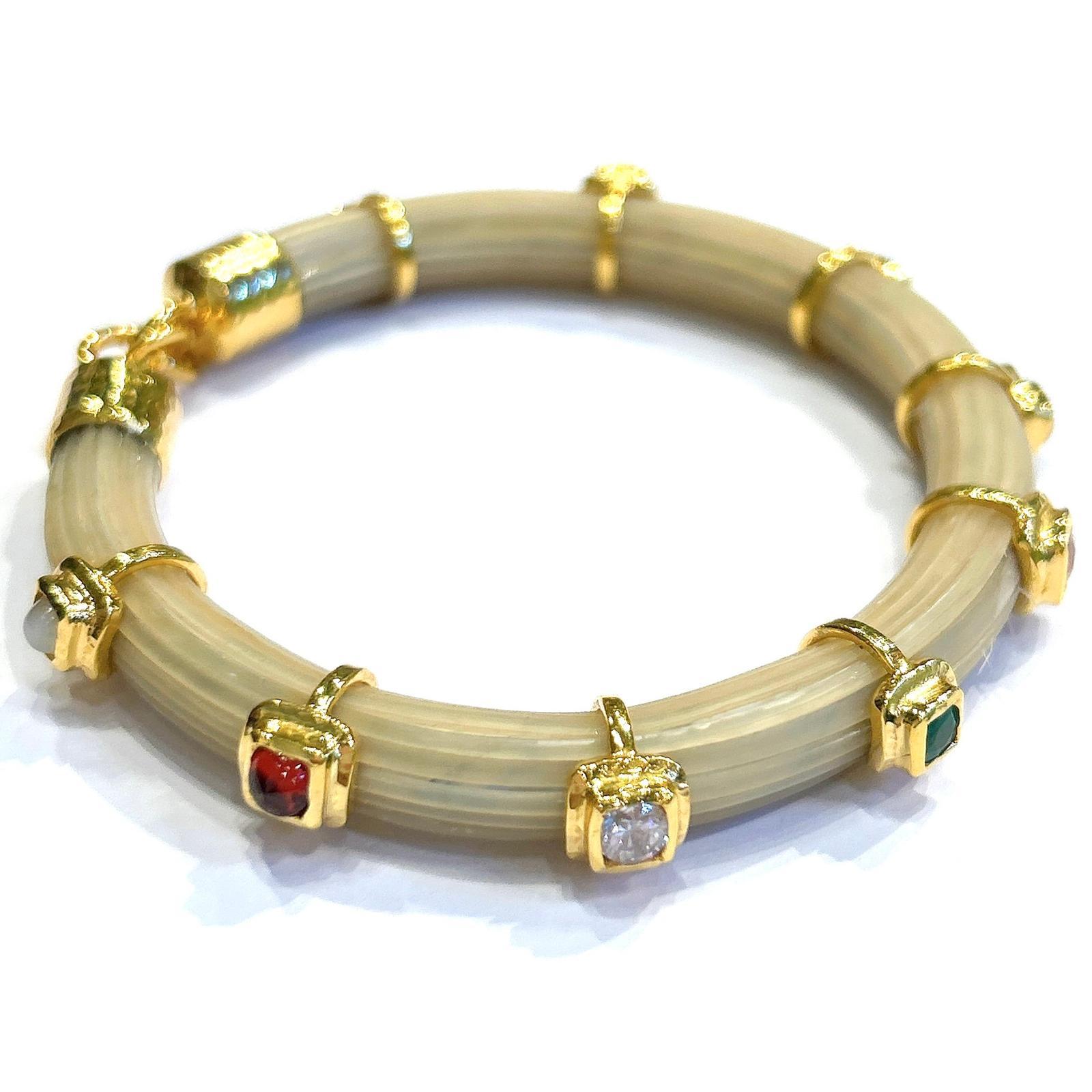 da uomo o donna Set di bracciali con rubini e zaffiri multicolore in oro e argento 18 carati di Bochic 