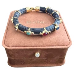 Bochic "Capri" Bracelet en or 18 carats et argent avec rubis et saphirs multicolores