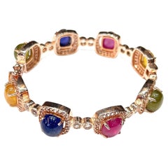 Bochic "Capri" Bracelet en argent 18 carats, rubis et saphirs multicolores