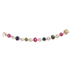 Bracciale Bochic "Capri" con rubini e zaffiri multicolore in oro e argento 18 carati