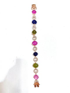 Bracciale con rubini e zaffiri multicolore di Bochic "Capri" in argento e 18 carati